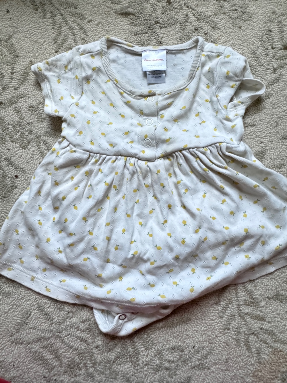 Hanna Andersson White and Yellow Short Sleeve Dress Bodysuit Romper
